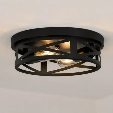 Lámpara De Techo Negra Empotrada 2 Luces Negro