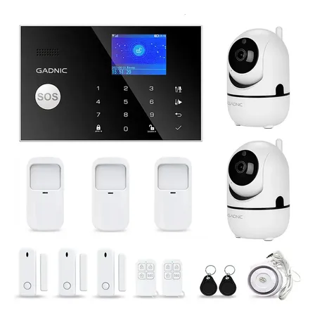 Kit2 Cámaras De Seguridad + Alarma Domiciliaria 8 Sensores Blanco