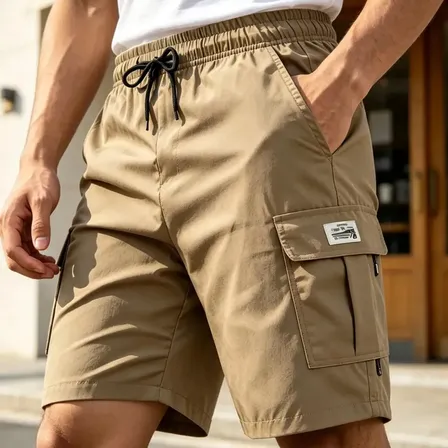 Bermuda Cargo Hombre Bolsillos Laterales Caqui Xl