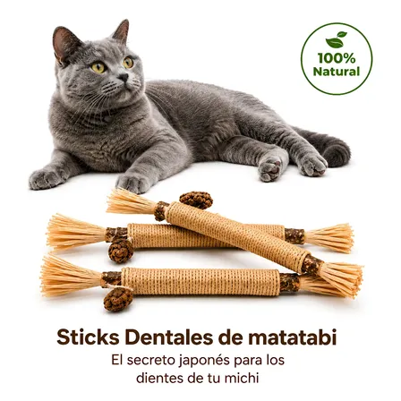 3x Palitos Higiene Dental Gatos Matatabi Secreto Japonés