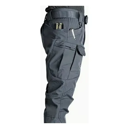 Pantalón Táctico Cargo Impermeable Con Múltiples Bolsillos Gris Oscuro L Lisa