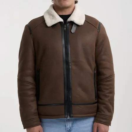 Campera Hombre Gamulan Corderito Premium Gamuza Cara Cruz Beige S Gamuza Y Corderito