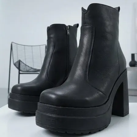 Botineta Mujer Maga Altas De 12 Cm Taco Bym Shoes Negro 38 Ar