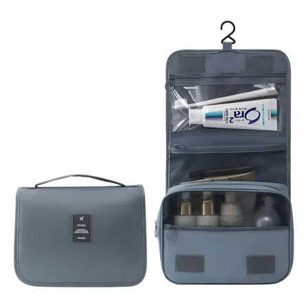 Neceser Portacosméticos Organizador Viaje Percha Maquillaje Gris Lisa