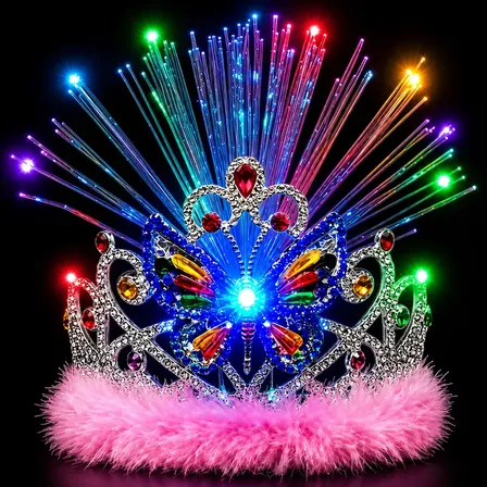 Vincha Corona Mariposa Led Fibra Óptica Cotillón Luminoso