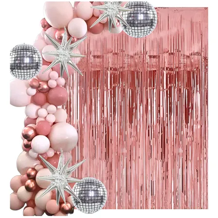 Combo Globos Bola Boliche Deco Fiesta Tematica Rosa Gold
