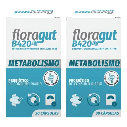 Suplemento en cápsula Framingham Pharma Floragut B420 Bifidobacterium animalis Sin sabor 2 packs de 30 un