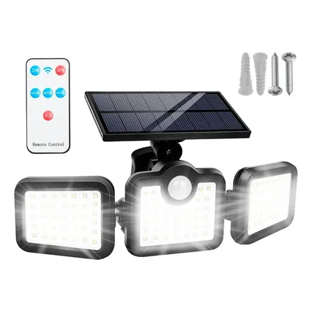 Panel Reflector Solar Sensor De Movimiento 108 Led Ip65 LiIBERCAM RELED-3 Luz Blanca 3 Funciones Inalambrico + Control Color Negro