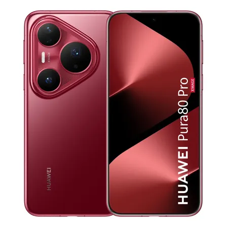 Celular HUAWEI Pura 80 Pro Smartphone 12GB de Ram + 512GB con NFC, Cámara Ultra Chroma de 1 Pulgada, Cámara Macro Telefoto de Ultra Iluminación, Cancelación de Ruido con IA, Batería 5170 mAh, Rojo
