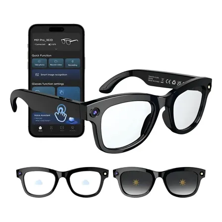 Lentes Anteojos Inteligentes Smart Ia Cámara Sony 2k Video Negro