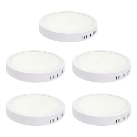 Combo 5 Plafones LED Redondos 18W Techo Luz Fría Candela