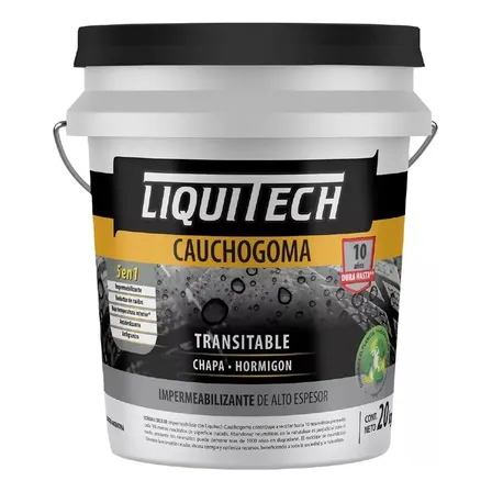 Impermeabilizante Liquitech Cauchogoma Blanco Nevado de 20 Kg para Techos y Terrazas