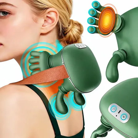 Masajeador Cervical Cuello Piernas Manitos Calor Portatil Verde Oscuro