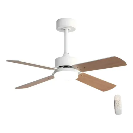 Ventilador De Techo Luz Led 6 Vel 4 Aspas 30w Control 108cm 1.06 M 50/60hz Blanco Blanco Y Madera Madera 4