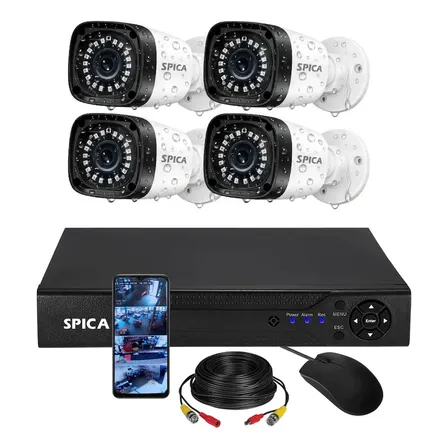 Kit Seguridad Full Hd 4 Camaras Hd SPICA KIT4DVR Cable Bnc Infrarroja Hdmi Ip Consola DVR
