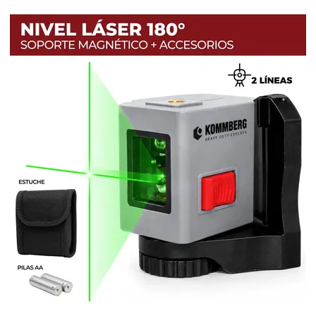 Nivel Laser Kommberg 180° Autonivelante Luz Verde 30 Mts