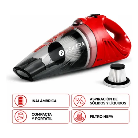 Aspiradora Auto Recargable Portátil 94w Pektra + Accesorios