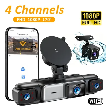 Cámara Vehicular Dash Cam 4 Canales 1080p Full Hd Wifi Control Por App Monitoreo 24 H Estacionamiento