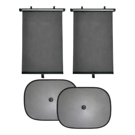 Set X4 Cortinas Parasol Enrollable Camioneta Auto Ventosas