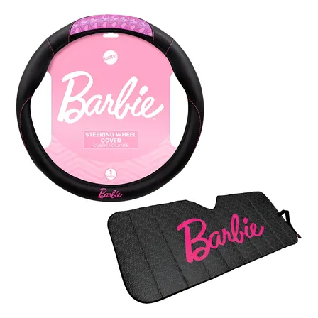 Cubre Volante Negro Con Rosa + Parasol Barbie - Peugeot 207 Negro