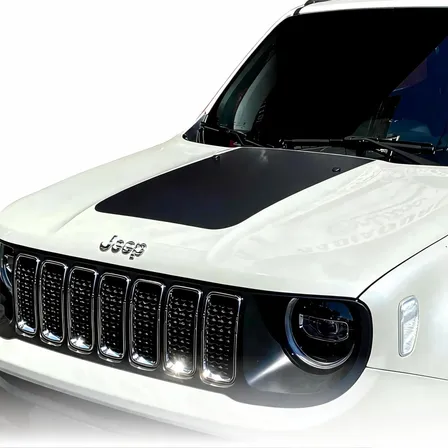 Calco  Capot Jeep Renegade + Estrellas + Montañas  Empblema Negro Brillante