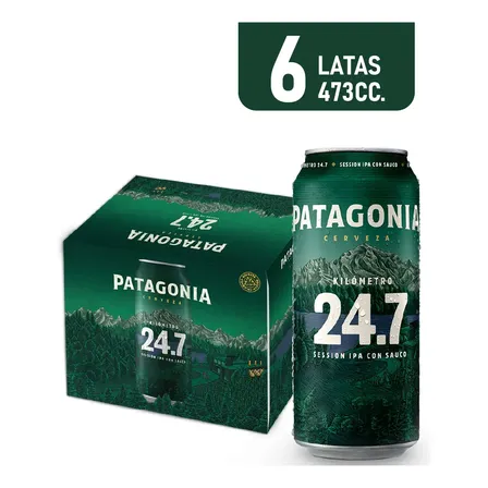 Pack x6 Cervezas kilometro 24.7 Session Ipa Con Sauco 473 mL C/U Patagonia