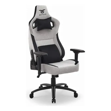 Sillón Silla De Escritorio Gamer Oficina Premium Gt800 Tela Gris/negro Tela