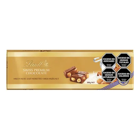 Chocolate Lindt Gold Con Avellanas Tableta 300Gr. X1 Unidad