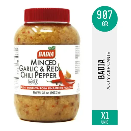 Ajo y Ají Picante Finamente Picados Badia 907 g Para Cocina