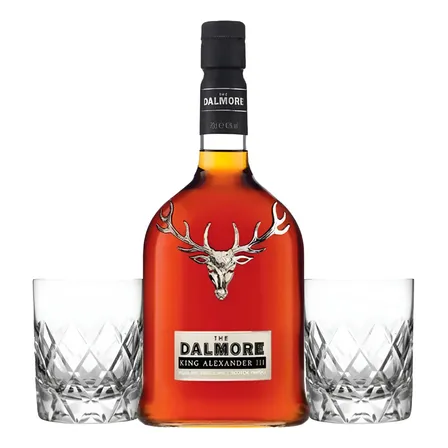 Whisky Dalmore King Alexander + 2 Vasos Whiskys Con Estuche