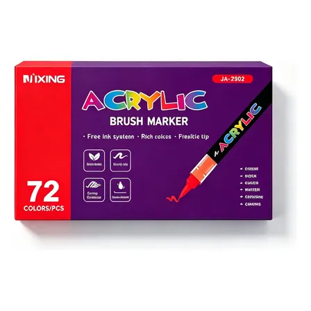 Fluid Direct Acrylic Marker Soft Tip No Press Painting Pens 72pcs