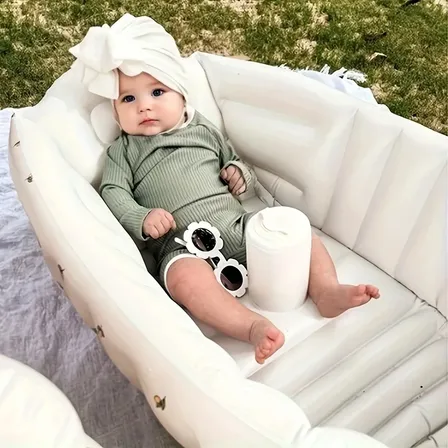 Bañera Inflable Portátil Para Bebé En Pvc White Olive