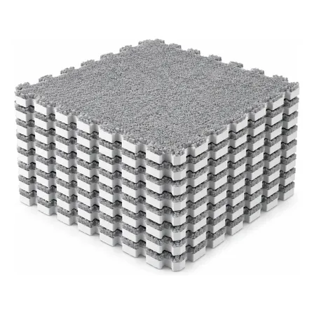 Piso Goma Eva Encastrable Peluche Alfombra Antigolpes X10 Gris