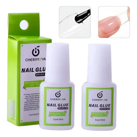 Kit X 2 Un Pegamento Para Tips Cherimoya Uñas Postizas 10ml