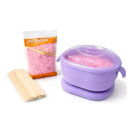 Calentador De Cera Plegable 400ml Con Perlas Depilatorias Lila