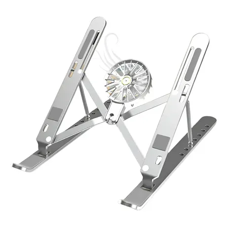 Soporte Notebook Mti Regulable Base Elevador Con Cooler Plateadp
