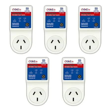 Protector De Tension Alta Baja 20a Tbcin Color Blanco X5