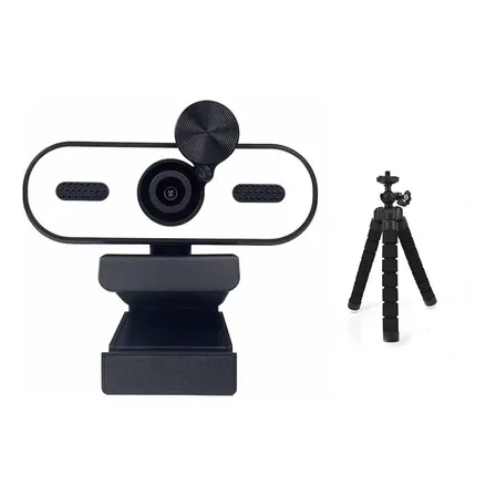 Cámara Web 2k Usb Micrófono Windows Mac + Trípode Negro