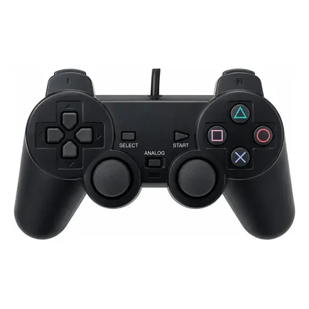 Joystick Para Play 2 Con Cable 1era Calidad Con Vibracion Negro