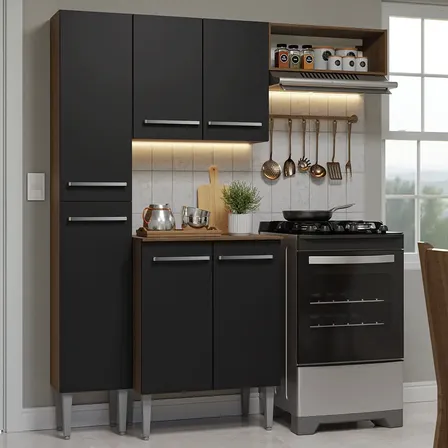 Combo Completo De Cocina Madesa Emilly Marrón/negro