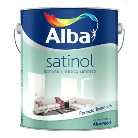 Esmalte Sintético Alba Satinol Negro 4L Madera Metal Interior Exterior