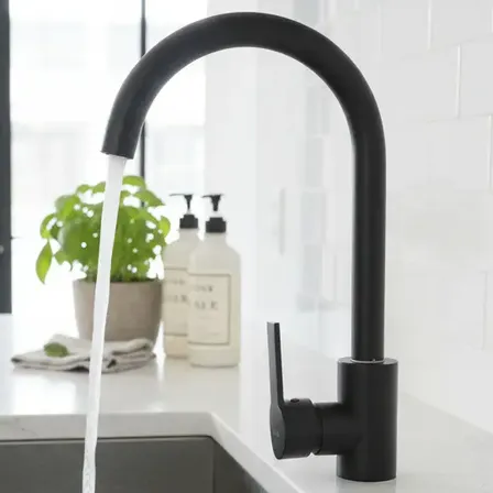 Canilla Cocina Griferia Movil Black Monocomando Mesada Kübel Acabado Mate Color Negro
