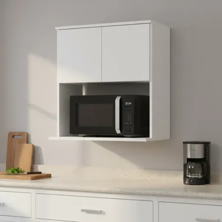 Alacena Porta Microondas 2 Puertas 60cm Blanca Blanco