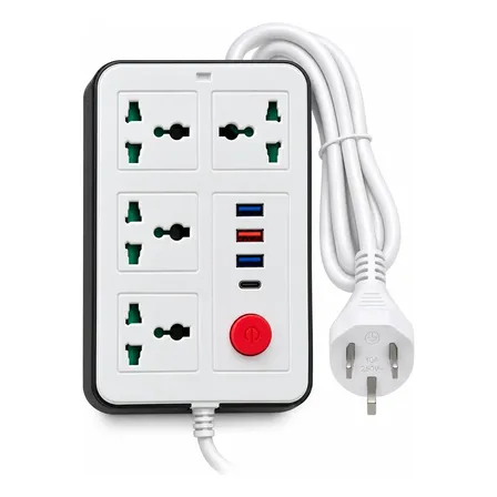 Zapatilla Eléctrica 4 Tomas Universales 3 Usb-a 1 Usb-c Blanco