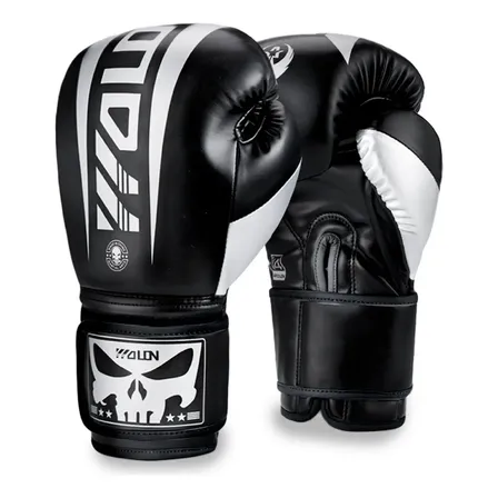 Guantes De Boxeo Cuero Sintético 12oz Box Boxing X Par Color Negro