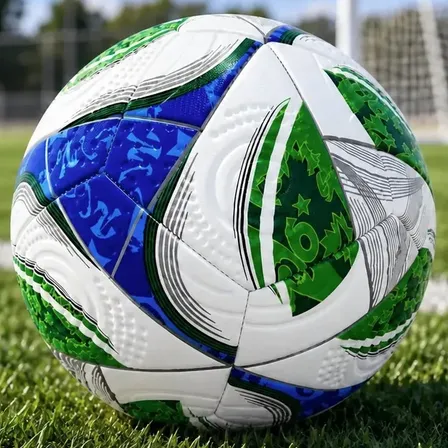 Pelota De Fútbol Profesional N°5 Texturada Verde/azul 410 Gr