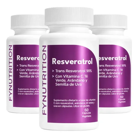 Resveratrol Premium Fynutrition - 400mg de Trans Resveratrol al 99% por porción - Pack 3 meses