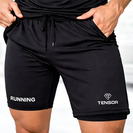 Shorts Deportivo Hombre Short Con Calza Para Running Trail Negro Lisa M