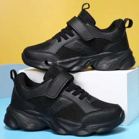 Children's Mesh Breathable Chunky  Shoes All Black Shoes Black Liso 39 Eu
