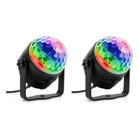 Pack X2 Esfera Luces Led Boliche Rgb Giratoria Fiesta Negro
